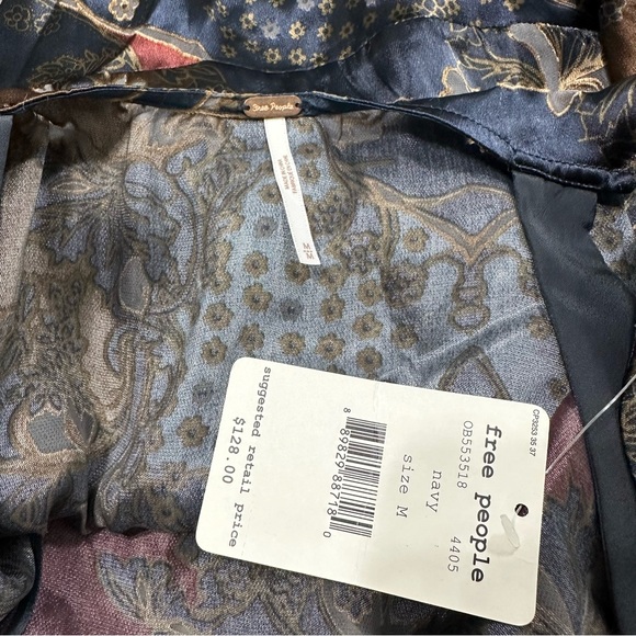 Free People Floral Paisley Halter High-Low Dress in Navy, Burgundy, and Brown - Picture 5 of 7